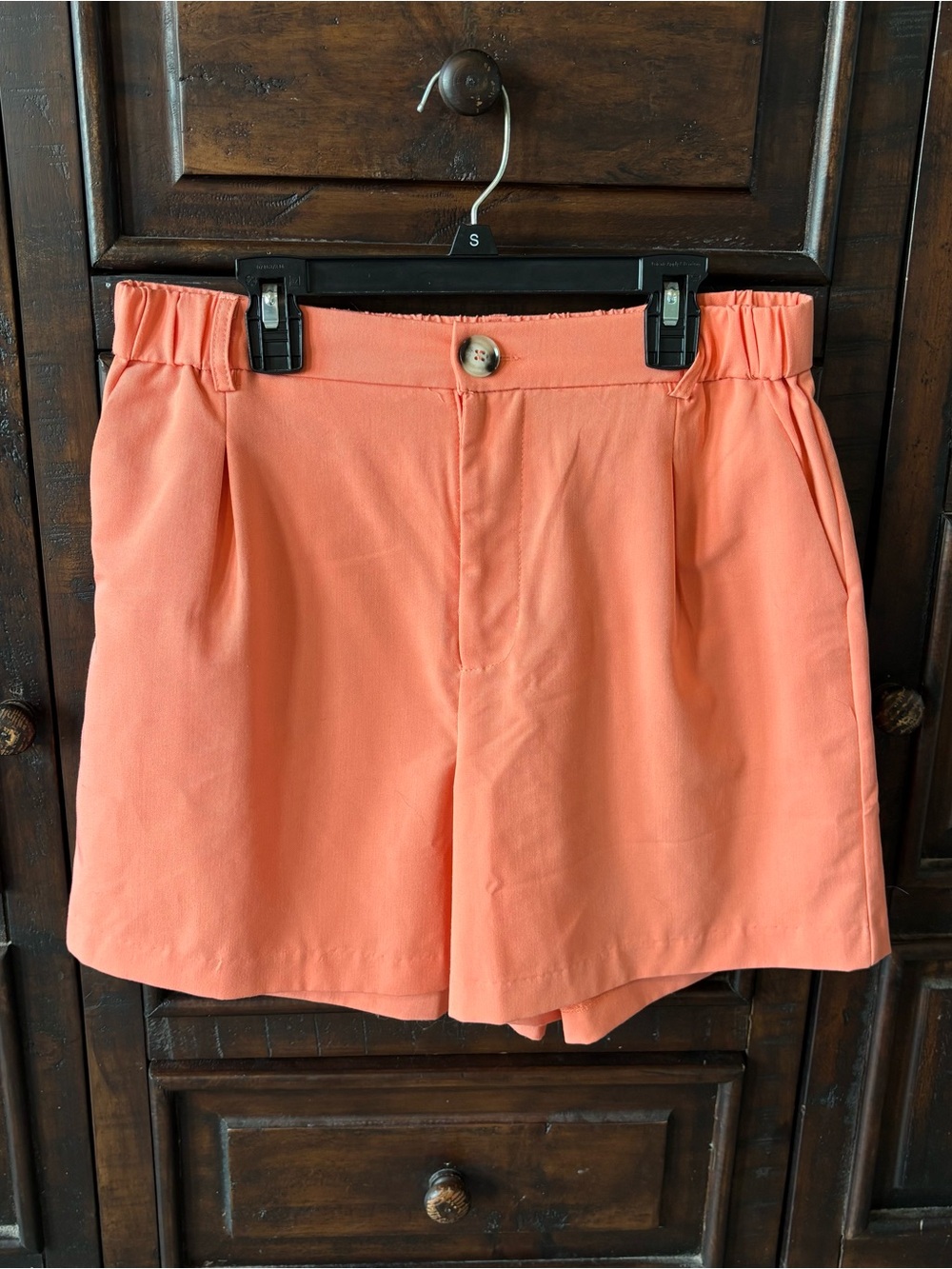 Coral High-Waist Tailored Shorts